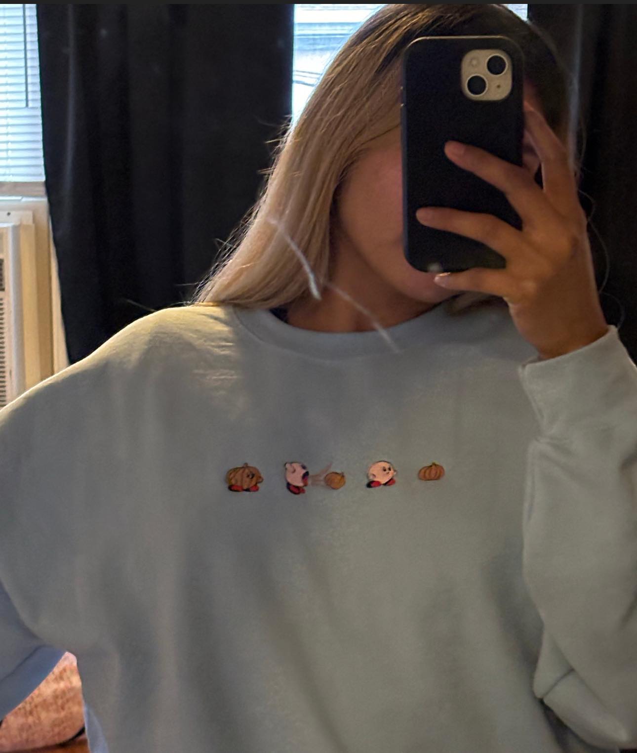 Kirby Pumpkin Embroidered Sweatshirt