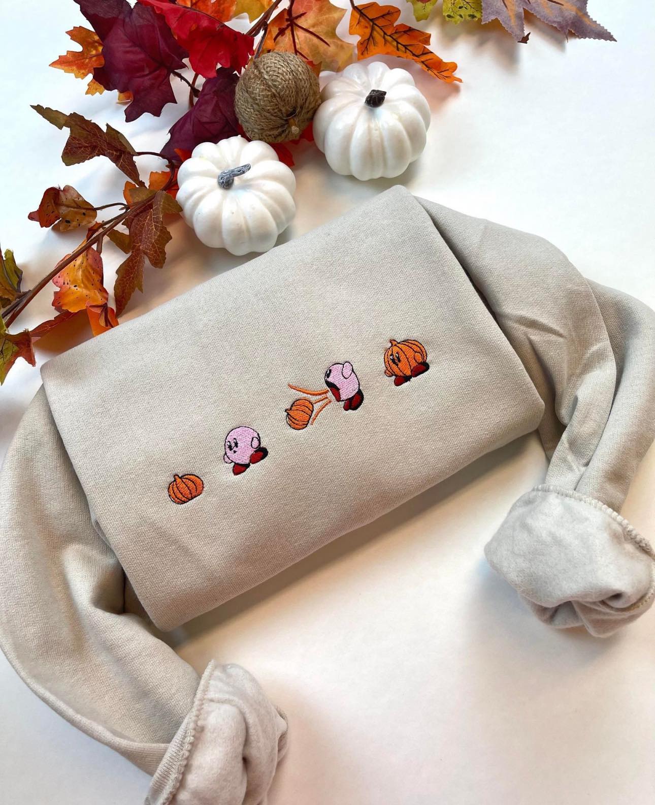 Kirby Pumpkin Embroidered Sweatshirt