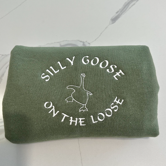 Silly Goose Loose Embroidered Sweatshirt